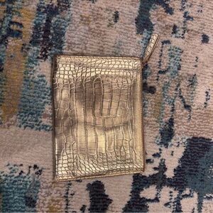 Gold Crocodile Embossed Pouch